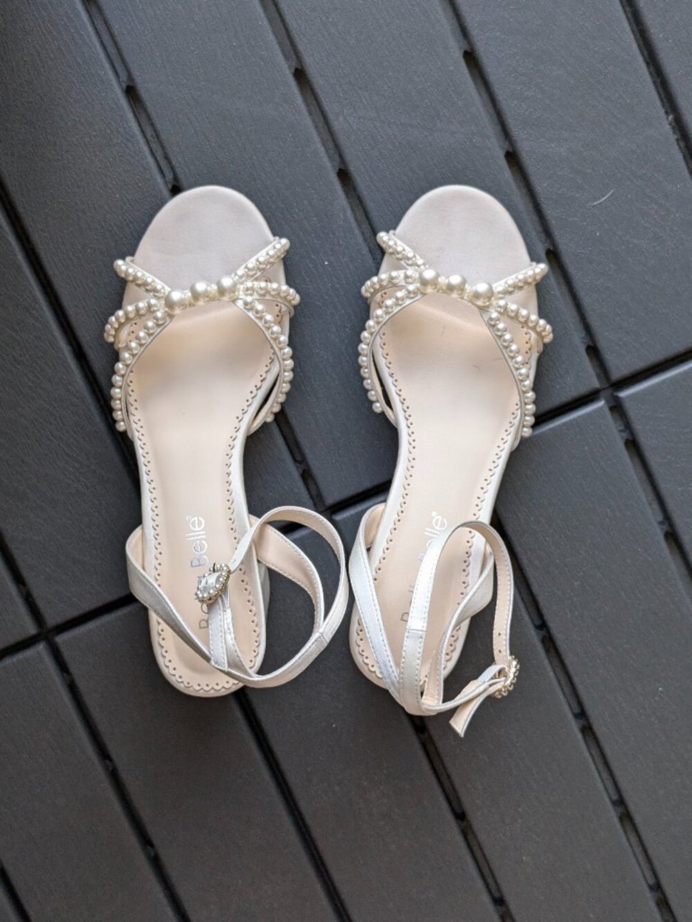 Bella Belle Bridal LILIA Pearl Strap Block Heels